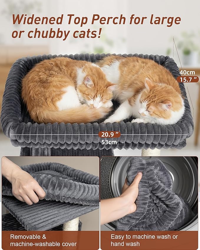 Cat Tree for Large Cat, 20.9 * 15.7in Large Perch Bed for Adult Cats, 22.8in - Image 2