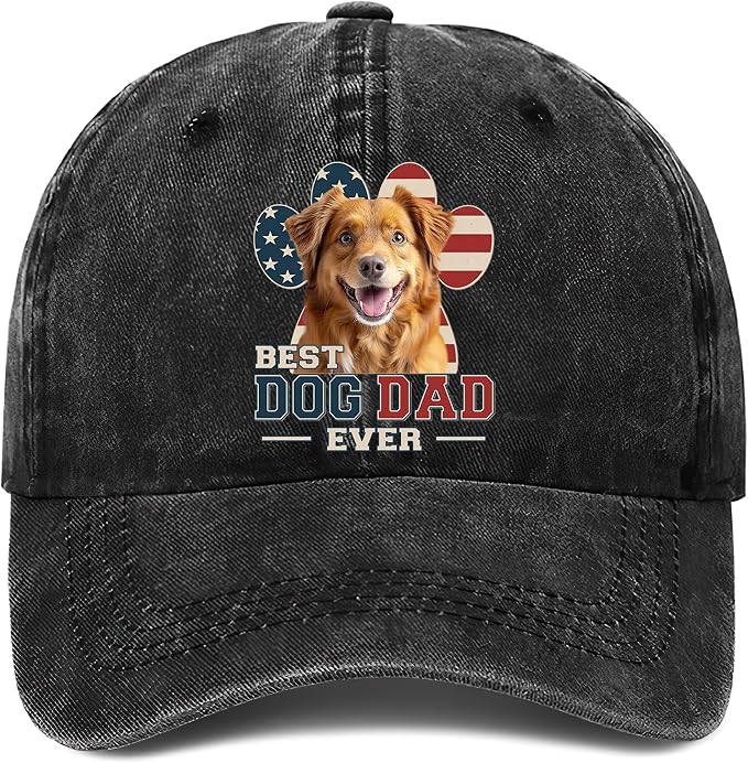 Personalized Vintage Washed Denim Dad Hat, Custom Baseball Cap by Lallamotion