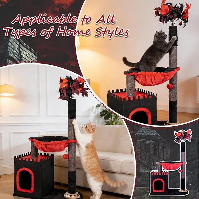 Cat Tree 38" Tower with Large Hammock, Scratching Post - Image 7