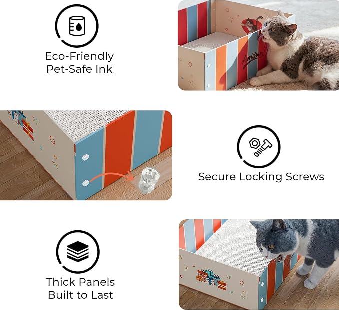 Cardboard Cat Scratcher Box & Bed – Heavy Duty Cat Scratch Pad - Image 5