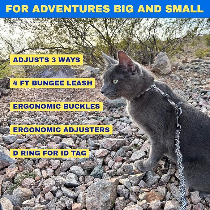 Travel Cat Harness and Bungee Leash Set - 2 in 1 Adjustable Escape Proof Cat - Image 3