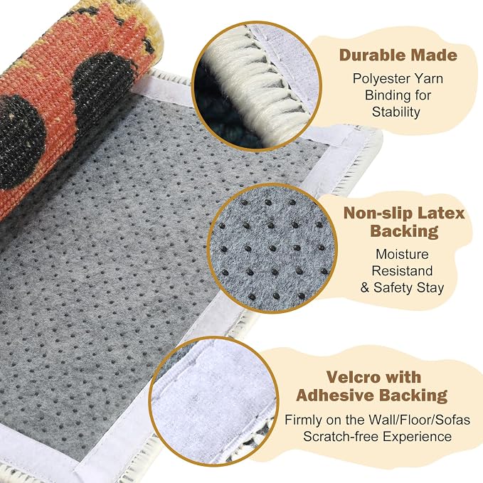 3-in-1 Sisal Cat Scratch Mat Sunflower 23.6x15.7'' Floor & Wall Cat Scratcher - Image 3