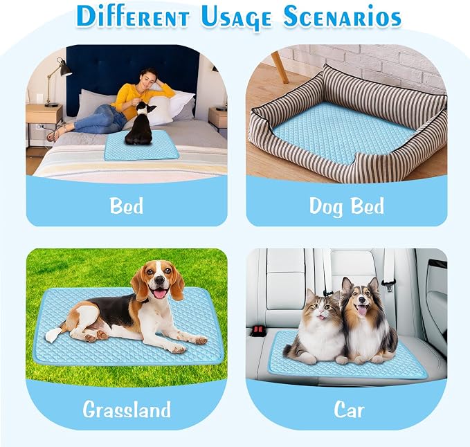 Dog Cooling Mat Blue, Washable Comfortable Pet Cooling Pad - Image 6
