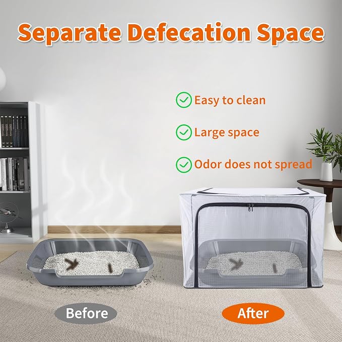 Cat Litter Box Cover with Front and Top Flip-Up Lid, Foldable Waterprof Cat - Image 6
