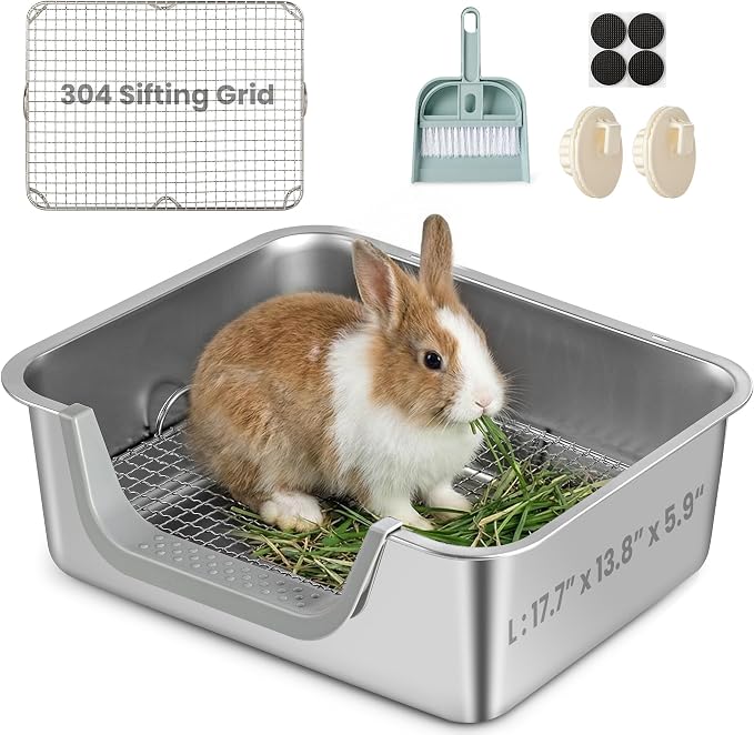 Rabbit Litter Box, Extra Large Bunny Litter Box by TIUUBT