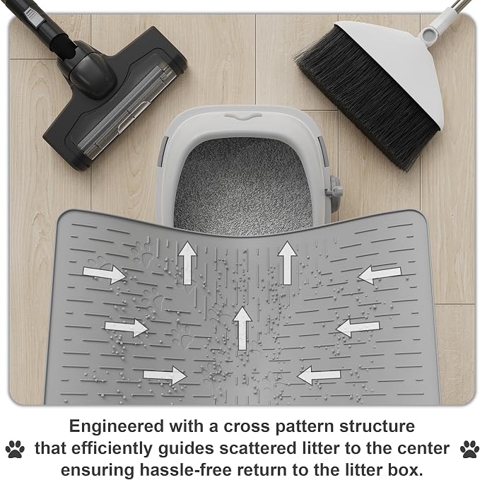 OHMO Cat Litter Mat Trapping Mat Premium Silicone Rubber 23.5x16 Grey, - Image 4