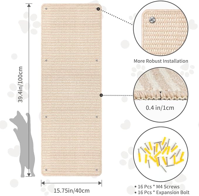 FHTONGE 39.4x15.8 Thickened Cat Wall Climbing Carpet - Image 3