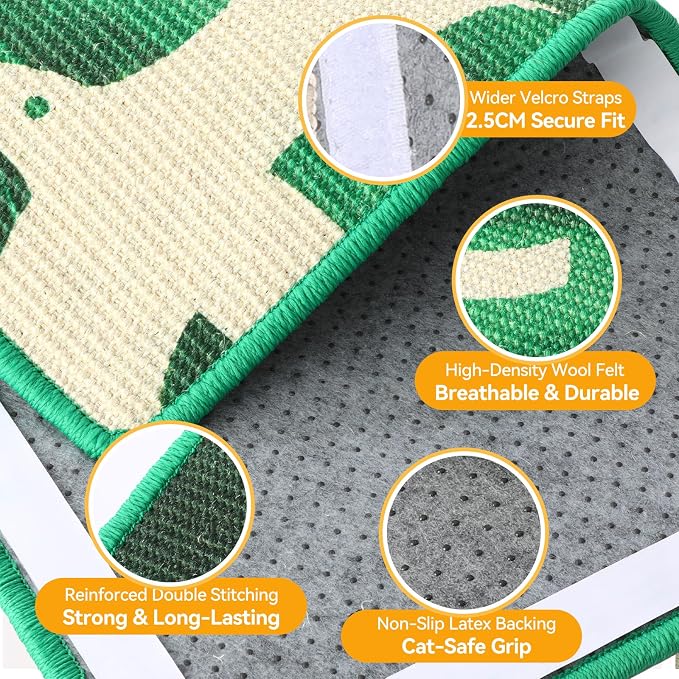 3-in-1 Sisal Cat Scratcher Mat 23.6x15.7'' Protects Carpet Couch & Furniture - Image 2