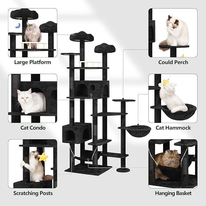 79inch Giant Cat Tree for Heavy Duty Big Cats, Cat Condo - Image 2