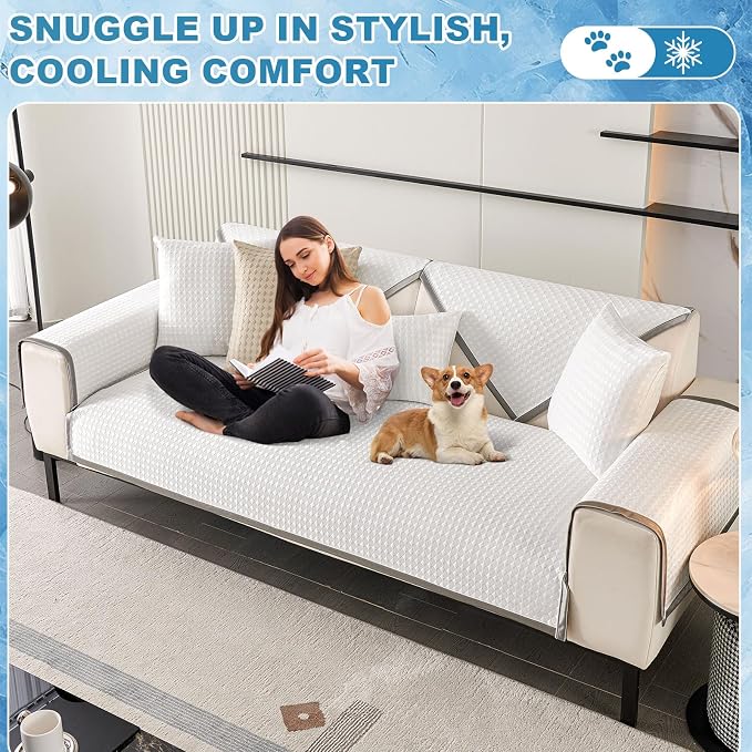 OTOB Cooling Dog Couch Cover Ice Silk Fiber, Non Slip Washable Sofa Slipcovers - Image 9