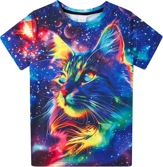 Funnycokid Girls Shirts Cat T Shirt Size 5-12 Clothes by Funnycokid