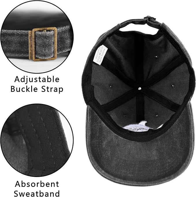 Embroidered Baseball Cap Adjustable Vintage Washed Distressed Denim Baseball Hat - Image 4