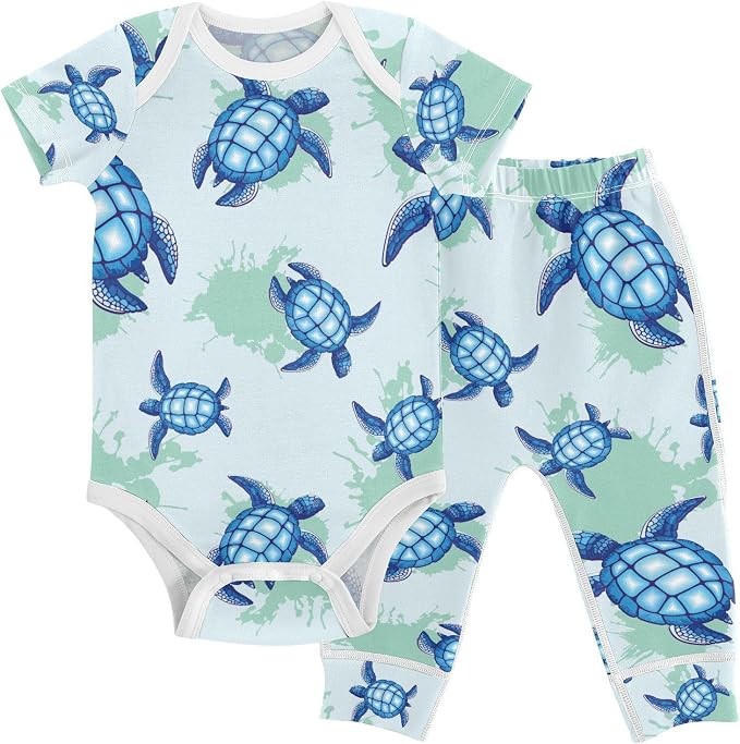Baby Clothes Set Infant Bodysuits Pants Sets 0-24M by KICPOAY