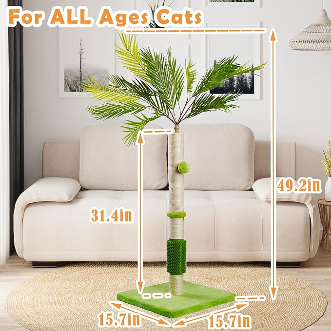 MeowHomm 40" Tall Cat Scratching Post, Scratching Post - Image 6