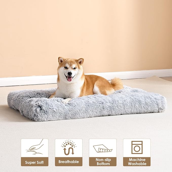 EHEYCIGA Fluffy Dog Crate Bed for Large Dogs, Plush Faux Fur Pad, Calming Anti - Image 8
