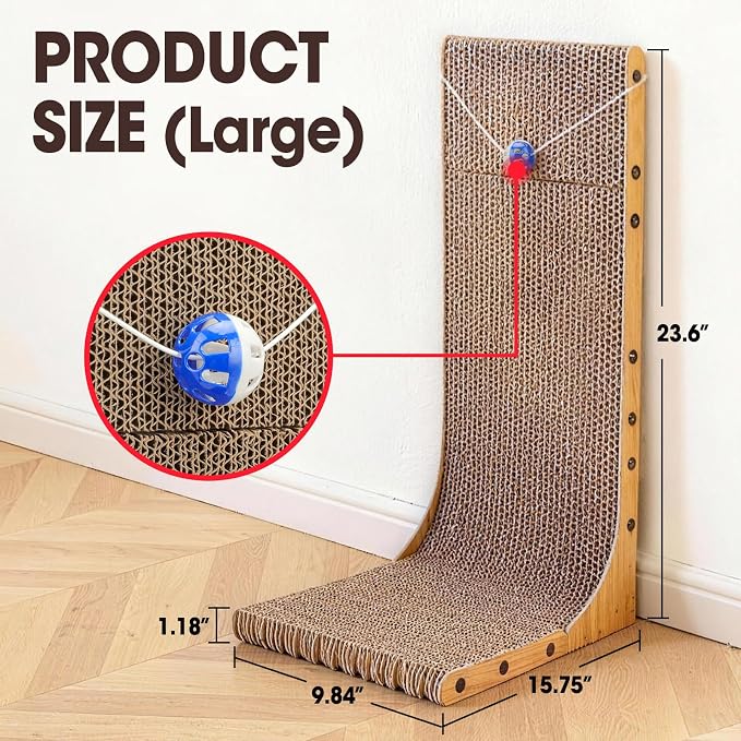 Cat Scratcher, 23.6 Inch L Shape Vertical Cat Scratching Board - Image 2