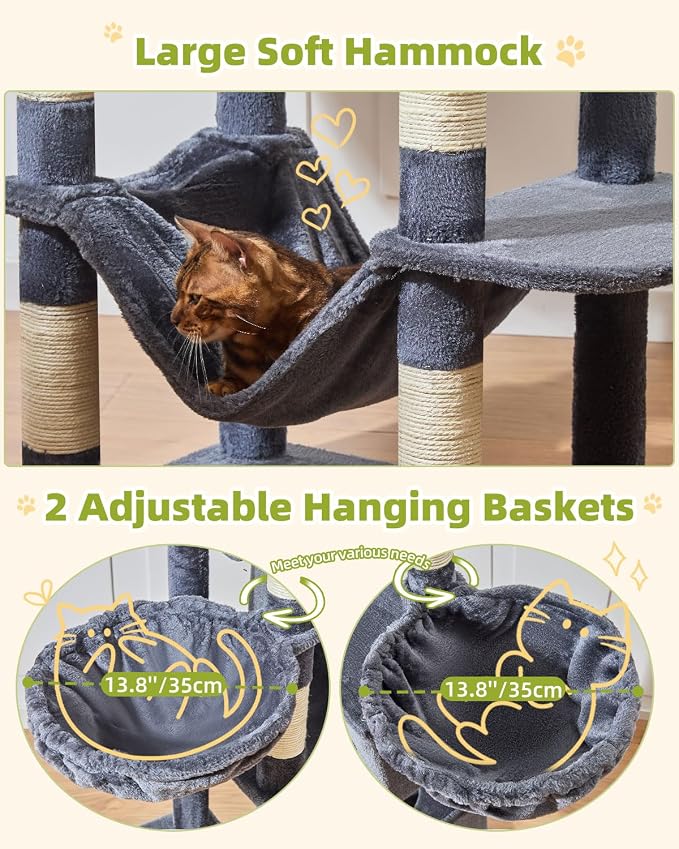 Taoqimiao Cat Tree Tower, 76-Inch Sturdy Cat Tree - Image 4