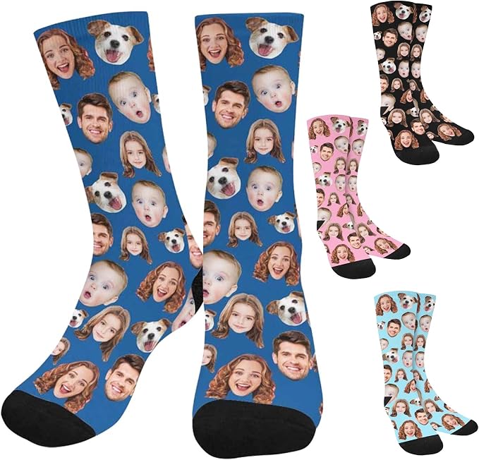 Artsadd Custom Face Socks for Women Men Cat Dog Lovers, Customized Unisex Funny by Artsadd