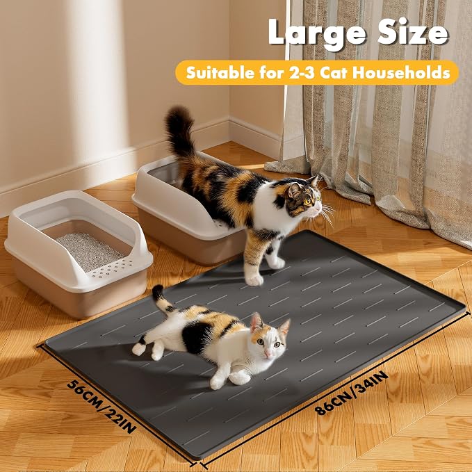 Pieviev Silicone Cat Litter Trapping Mat, Waterproof Kitty Litter Pads - Image 8