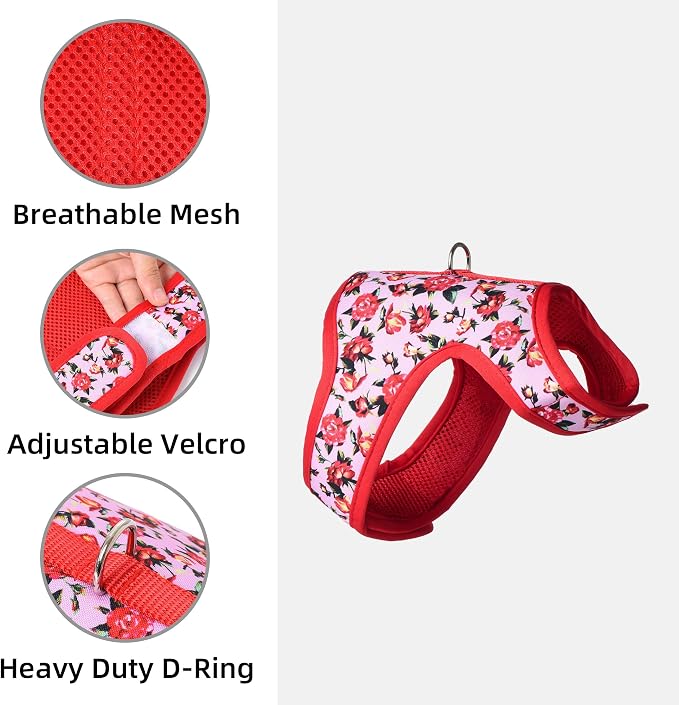 Mile High Life Velcro Dog Harness, Air Mesh Floral Vest Harness - Image 9