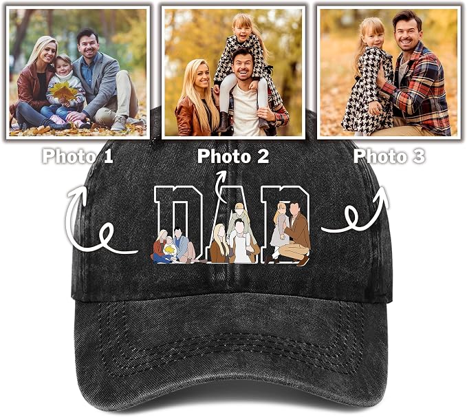 Personalized Vintage Washed Denim Dad Hat, Custom Baseball Cap - Image 2