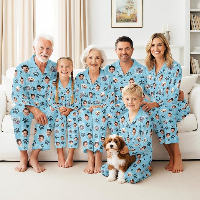 Artsadd Custom Pajamas for Women Men Family, Personalized Face Pjs Pajama Pants - Image 2
