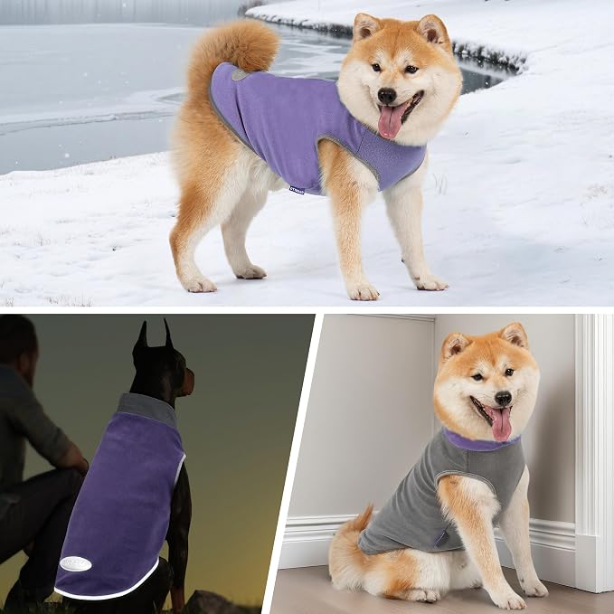 cyeollo 2 Pack Fleece Dog Sweater Pullover Sweatshirt Reflective Lightweight - Image 4