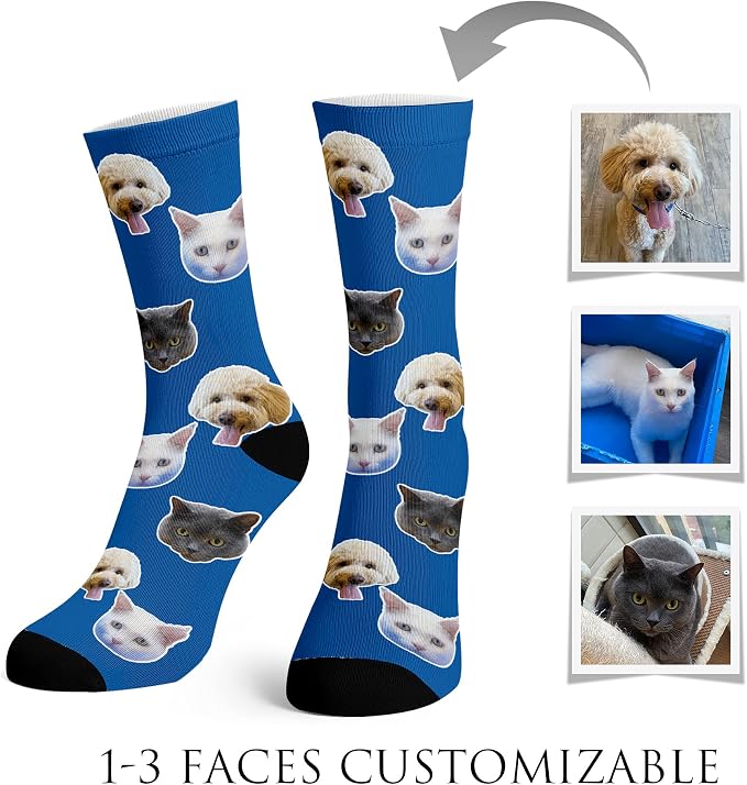 Artsadd Custom Face Socks for Women Men Cat Dog Lovers, Customized Unisex Funny - Image 3