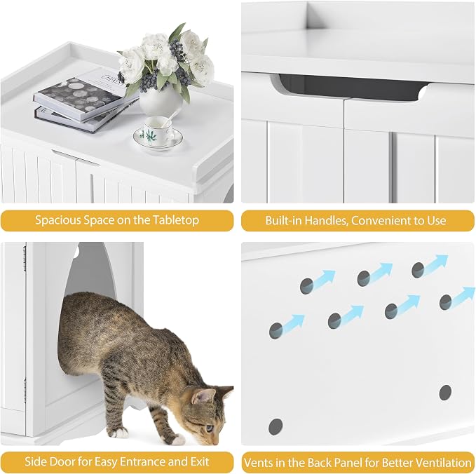 Yaheetech Cat Litter Box Enclosure, Hidden Litter Furniture, Cat Washroom - Image 6