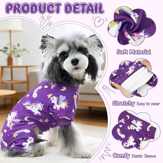 XPUDAC 4 Pack Dog Pajamas Cute Soft Dog Clothes - Image 4