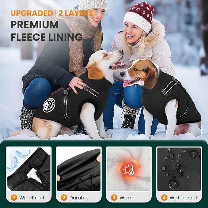 PETCARE Winter Dog Coat with Harness Built in Waterproof Dog Jackets Warm Pet - Image 2