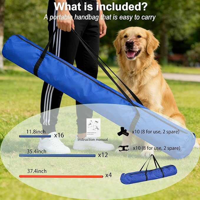 Dog Agility Equipment Set, Adjustable Jump Bars Obstacle Training Supplies PVC - Image 4