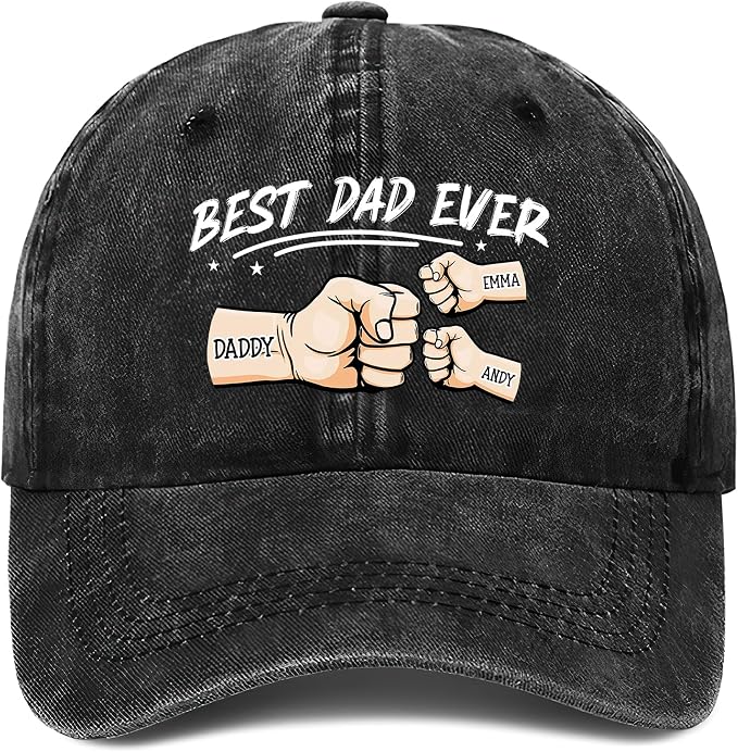 Personalized Vintage Washed Denim Dad Hat, Custom Baseball Cap by Lallamotion