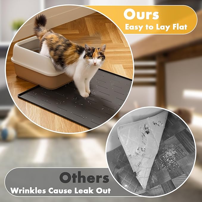 Pieviev Silicone Cat Litter Trapping Mat, Waterproof Kitty Litter Pads - Image 3