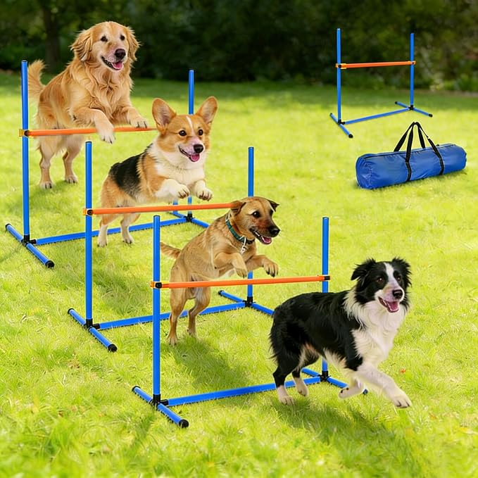 Dog Agility Equipment Set, Adjustable Jump Bars Obstacle Training Supplies PVC - Image 3