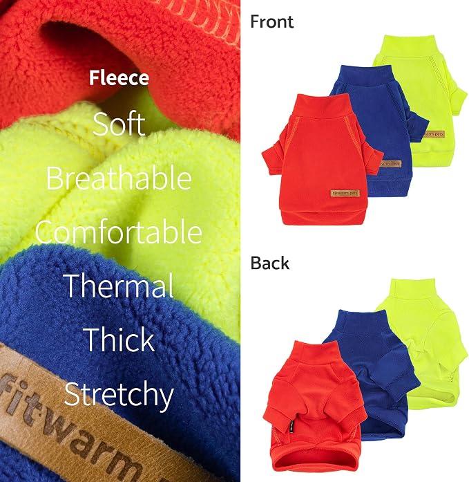 Fitwarm 3 Pack Classic Fleece Dog Sweater, Winter Clothes - Image 5