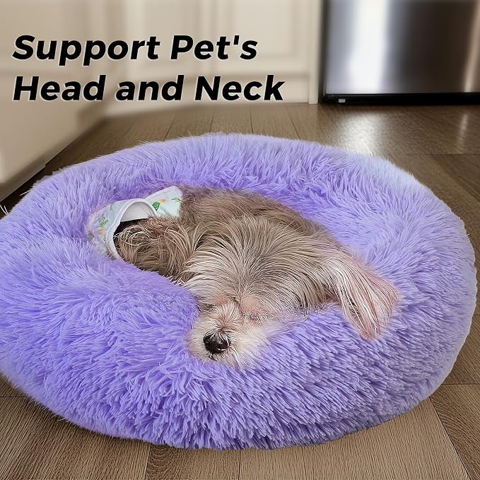 Calming Dog Bed & Cat Bed for Indoor Cats, Medium Size Washable Anti-Slip - Image 2