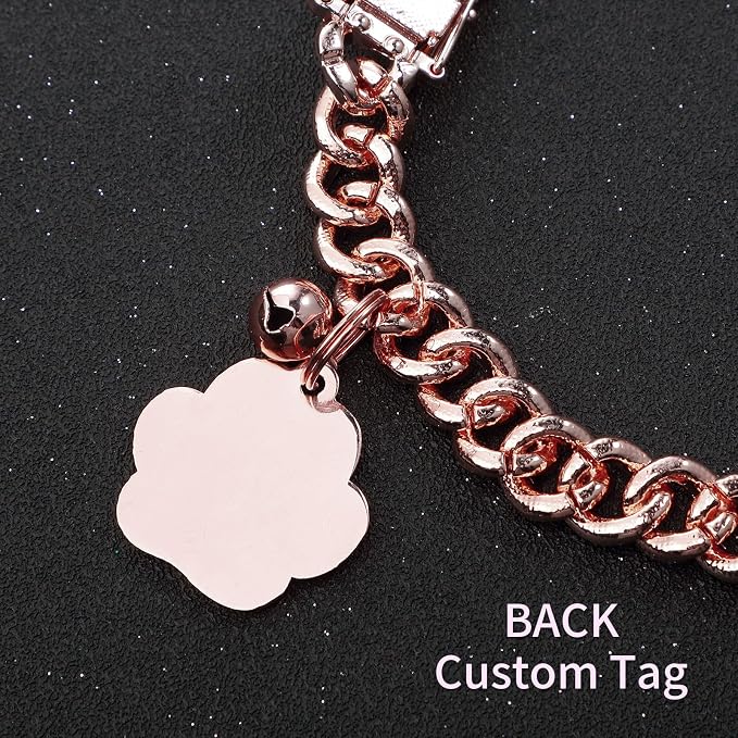 Hillban Cat Collar Diamond Chain Glitter Collar Walking Metal - Image 4