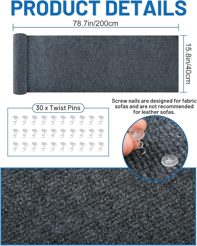 Cat Scratch Couch Furniture Protector, 78.7in x 15.8in Self-Adhesive Cat - Image 5