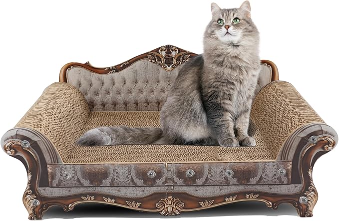 Sofa Shaped Scratching Couch, Thick Scratching Cardboard, Lounge Bed by COOZMENT
