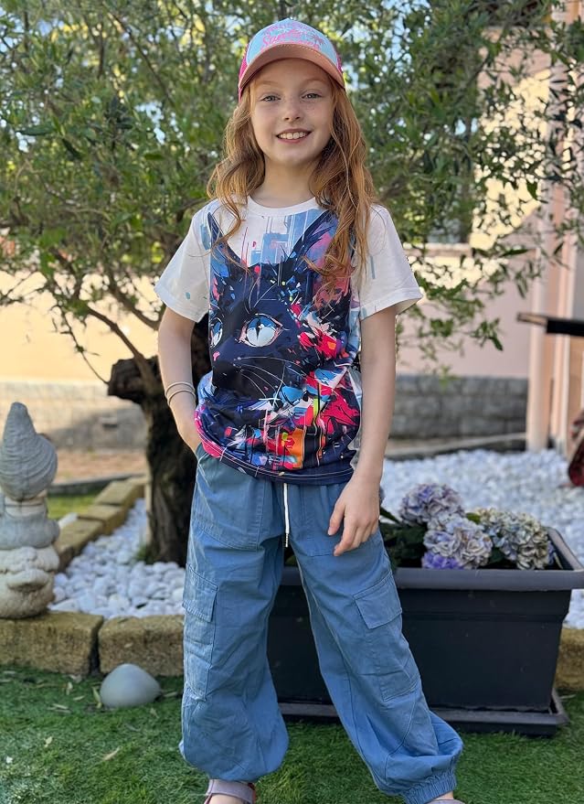 Funnycokid Girls Shirts Cat T Shirt Size 5-12 Clothes - Image 3