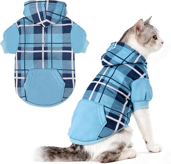 EXPAWLORER Plaid Cat Hoodie by EXPAWLORER