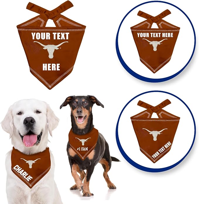 Pets First NCAA Texas Longhorns Personalized Tie Around Bandana - Image 4