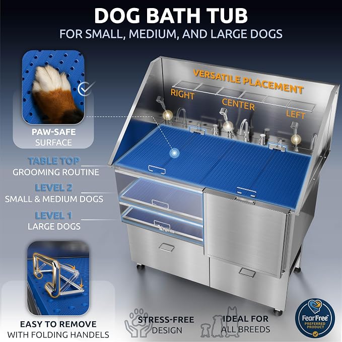 KANIS Professional Dog Washing Station 304 Stainless Steel Pet Wash Sink - Image 6