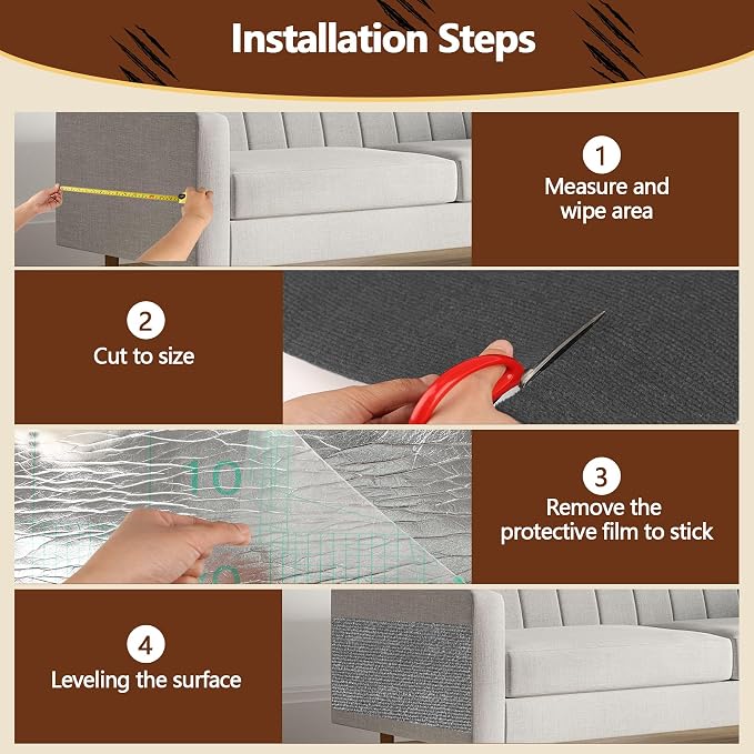 Cat Scratch Furniture Protector, 78.7"x15.8" Self Adhesive Cat Scratch Mat Pad - Image 7
