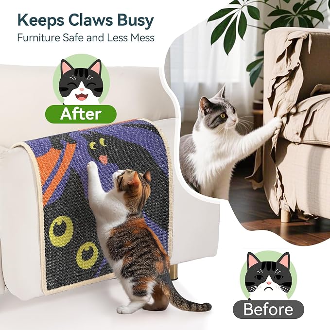 3-in-1 Sisal Cat Scratcher Mat 23.6x15.7'' Protects Carpet Couch & Furniture - Image 5