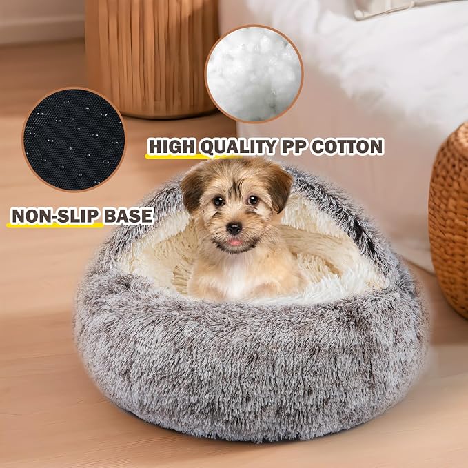 Cat Bed for Indoor Cats, Calming Cozy Cave - Image 3