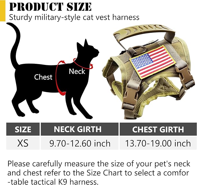 Tactical Cat Harness and Leash for Walking Escape Proof, Adjustable Military K9 - Image 4