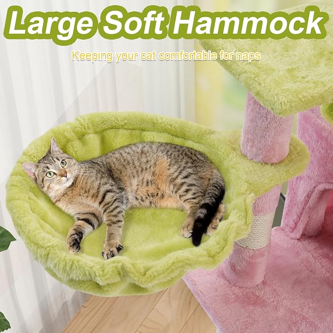 Cat Tree Tower with Metal Frame Hammock, Cat Towers with Scratching Post - Image 7