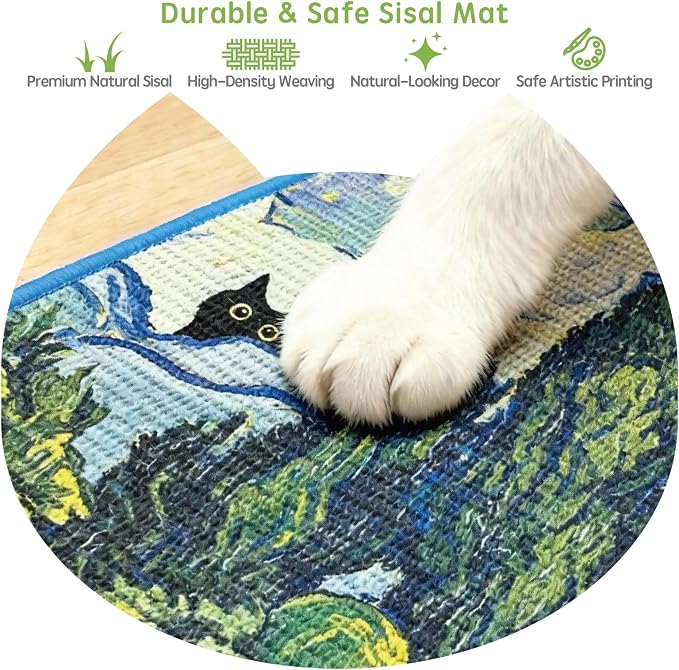 Sisal Cat Scratcher Mat 15x12 Inch – Art Cat Wall Scratcher - Image 2